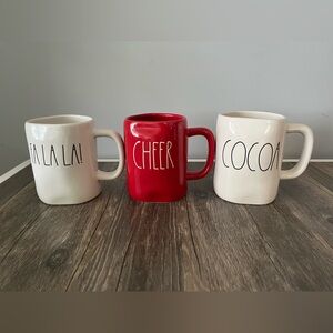 2 for $23! 3 Rae Dunn Christmas Mugs FA LA LA! CHEER COCOA